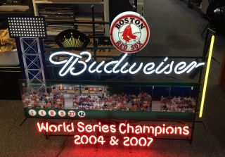 Boston Red Sox Budweiser Fenway Park W.  S.  Champs 2004 & 2007 Beer Neon Sign