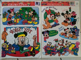 (2) Disney Mickey Mouse Window Decoration Sheets Cling Holiday Christmas Toy