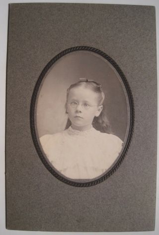 Cute Girl With Glasses; A Bit Cross - Eyed Old Cabinet Photo; Rosalia Name On Back