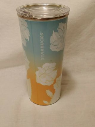 2019 Starbucks Cold/hot Cup Floral Blue White Yellow Rainbow Travel Tumbler