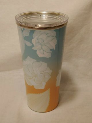 2019 STARBUCKS COLD/HOT CUP FLORAL BLUE WHITE YELLOW RAINBOW TRAVEL TUMBLER 3