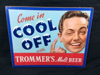 Trommer’s Beer Sign Wood Jersey Advertising Bar Pub
