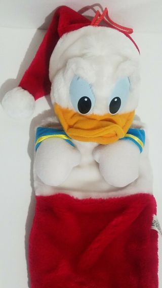 Vintage Disney Donald Duck Plush Christmas Stocking Red White Holiday 21 "
