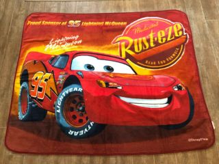 Disney Red Cars Throw Blanket Lightning Mcqueen Fleece 46 X 56 " Logo Rusteze