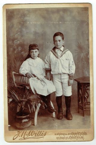 Victorian Cabinet Photo Boy & Girl Gravesend Chatham Photographer