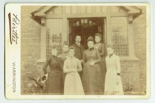 Victorian Cabinet Photo Group Of People By Doorway Warrington Photographer