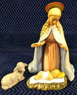 (3) Vintage Goebel Mother Mary,  Baby Jesus & Lamb Nativity Figurines
