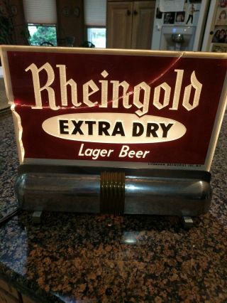 Rheingold Lager Extra Dry Beer Back Bar Light Glass Deco Base 1950s