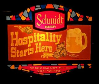 1977 Schmidt Beer Hospitality Starts Here Light Up Sign