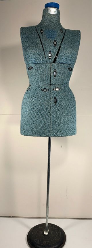 Vintage 1940’s Acme Dress Form Size 8 Mannequin Adjustable Cast Iron Base