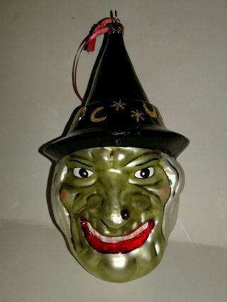 Christopher Radko Lucinda Green Halloween Witch Ornament 7 "