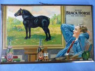 Dawes Black Horse Ale & Porter Advertising Sign 1933