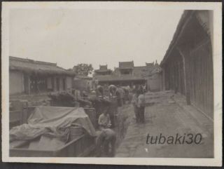 F4 China Inner Mongolian Japan Army Convoy 1930s Photo Loading In The Castle