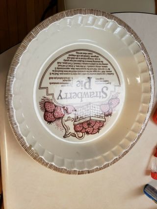 Strawberry Pie Plate,  11 ",  Vintage Plate With Recipe And Decoration
