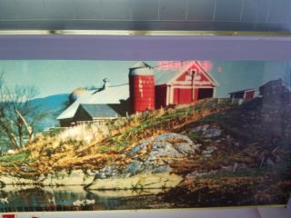 (VTG) 1958 schlitz beer red barn & silo back bar light up lake sign northwoods 2