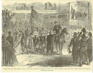 Civil War Engraving Reception Of 2nd York Regiment,  Fire Zouaves,  Nyfd