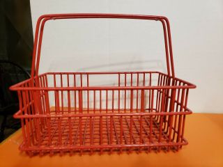 Vtg Rubbermaid Red Coated Wire Basket With Handle