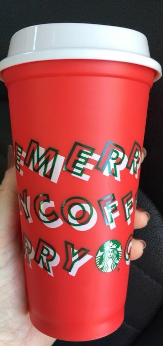 2019 Starbucks Reusable 16 Oz.  Grande Red Holiday Cup.  Priority