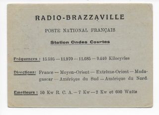 Qsl Radio Brazzaville 1946 French Equatorial Africa Aef France Libre Congo Dx