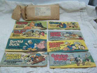 1950 Wheaties Cereal Mickey Mouse & Donald Duck Set Of 8 Comics W/ Mailer A1 - 8