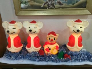 Vintage Santa Mouse Blow Mold Christmas Union Products 15 Inches Rare Retro (3)
