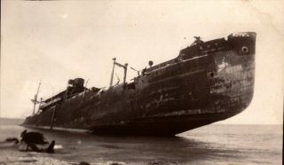 Orig Ww2 Photo Blasted Sunk Beached Japanese Navy Warship Guadalcanal