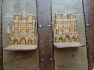 Vintage Pair Cast Iron Heavy Bookends Cathedral Of Notre Dame Paris