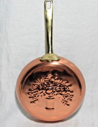 Vintage Copper Pan Mold With Brass Handle Wall Decor Floral Basket