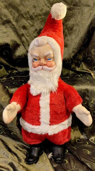 Vintage Santa Claus Stuffed Plush Rubber Face Christmas Doll 19 " T