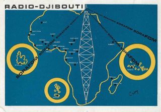 1960 Qsl: Radio Djibouti Radio Television Francaise,  French Somaliland (sorafom)