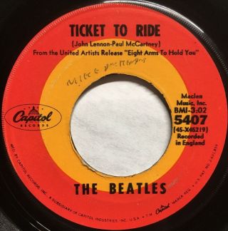 The Beatles - Ticket To Ride / Yes It Is 45 Capitol 5407 Vg