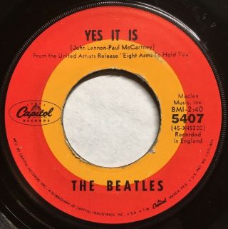 The Beatles - Ticket To Ride / Yes It Is 45 Capitol 5407 vg 2