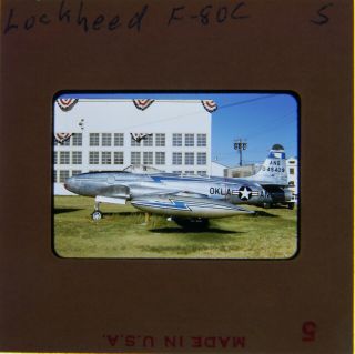 Vintage Kodachrome 35mm Slide Lockheed F - 80c Ok Air National Guard Airplane