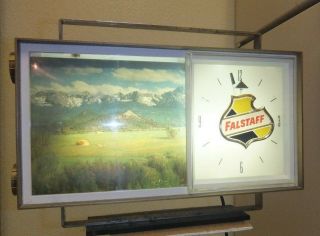 Vtg 60s Falstaff Beer Clock Motion Lamp Light Sign