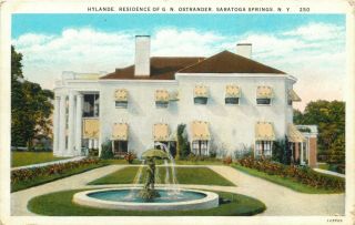 A View Of " Hylande ",  Residence Of G.  N.  Ostrander,  Saratoga Springs,  York Ny