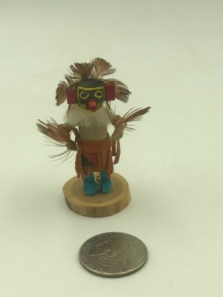 Mini Vintage Native American Navajo Kachina Doll Signed Piki Eater 2.  5 "