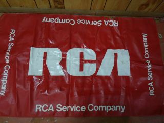 Rare Vintage Rca Radio Service Company Advertising Red Vinyl Banner 48x30