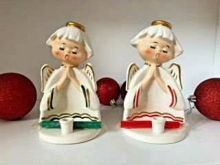 Inarco Angel/candle Holders/angel Figurines/ceramic Angels/vintage Christmas