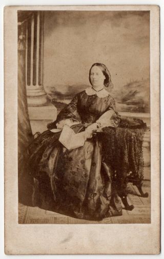 Early Cdv Photo Woman Reading With Book Scotland By Hawke Victorian