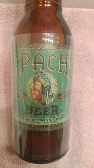 1930s Apache Beer Tall 12oz Bottle Irtp Arizona Brewing Co Phoenix