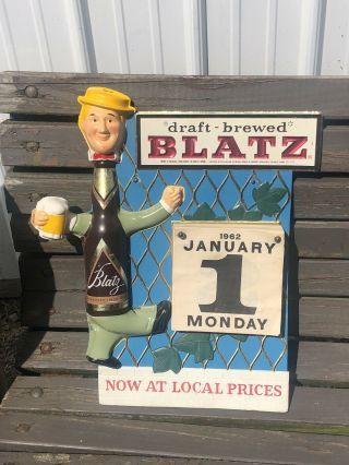 Rare Vintage Complete Blatz Beer 1962 3 - D Advertising Calendar - - 15.  75 " X 18 "