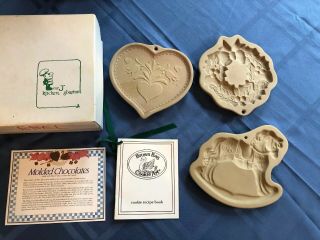 Brown Bag Cookie Art Mold Stamp Press Rocking Horse Folk Heart Holly Wreath 3