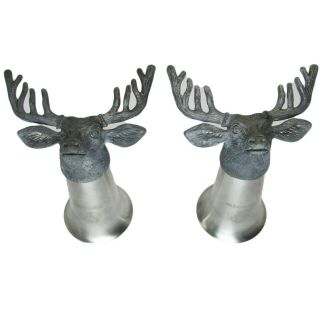 Jagermeister 2 Pewter Shot Glasses Buck Head Elk Stag Deer Barware Jager