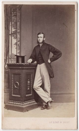 Cdv Photo Gentleman With Top Hat By Le Beau & Rust London Victorian