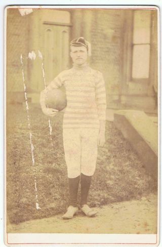 Cabinet Card Of A Footballer In His Kit,  Blue Bell Hotel,  Windhill Bradford ?
