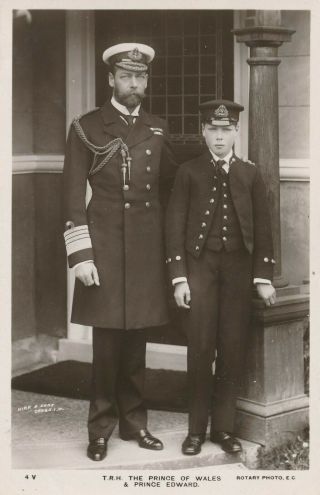 King George V,  The Prince Of Wales And Prince Edward Real Photo Postcard Rppc