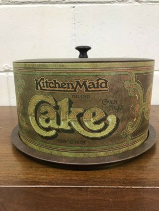 Vintage Kitchen Maid Tin Cake Cover Round Lid