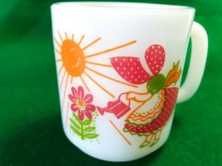 Everything Grows With Love Hollie Hobbie Mug Glasbake Milk Glass Coffee Cup