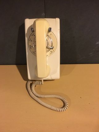 Vintage At&t Beige Rotary Dial Wall Telephone Bell System