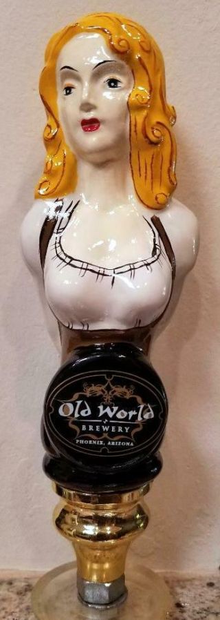 Old World Brewery Nitro Blonde Ale Figural Ceramic Tap Handle Phoenix,  Az